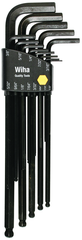 13 Piece - .050 - 3/8 - Black Finish - Ball End Hex L-Key Long Arm Set - Industrial Tool & Supply