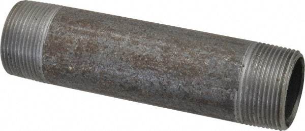 Made in USA - Schedule 40, 1-1/4" Diam x 6" Long Steel Black Pipe Nipple - Threaded - Industrial Tool & Supply