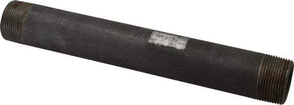 Made in USA - Schedule 40, 1-1/4" Diam x 11" Long Steel Black Pipe Nipple - Threaded - Industrial Tool & Supply
