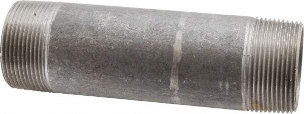 Made in USA - Schedule 40, 1-1/2" Diam x 6" Long Steel Black Pipe Nipple - Threaded - Industrial Tool & Supply