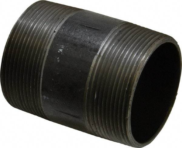 Made in USA - Schedule 40, 2" Diam x 3" Long Steel Black Pipe Nipple - Threaded - Industrial Tool & Supply