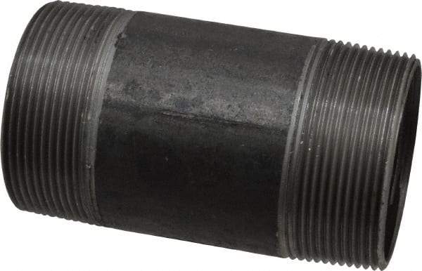 Made in USA - Schedule 40, 2" Diam x 4" Long Steel Black Pipe Nipple - Threaded - Industrial Tool & Supply
