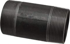 Made in USA - Schedule 40, 2" Diam x 4" Long Steel Black Pipe Nipple - Threaded - Industrial Tool & Supply