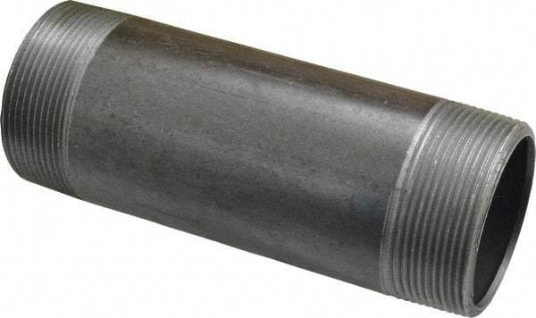 Made in USA - Schedule 40, 2" Diam x 6" Long Steel Black Pipe Nipple - Threaded - Industrial Tool & Supply
