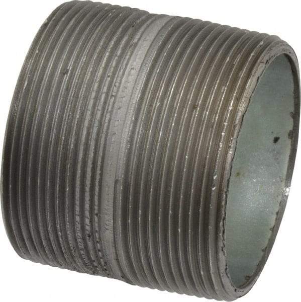 Made in USA - Schedule 40, 2 x 2" Galvanized Pipe Nipple - Threaded Steel - Industrial Tool & Supply