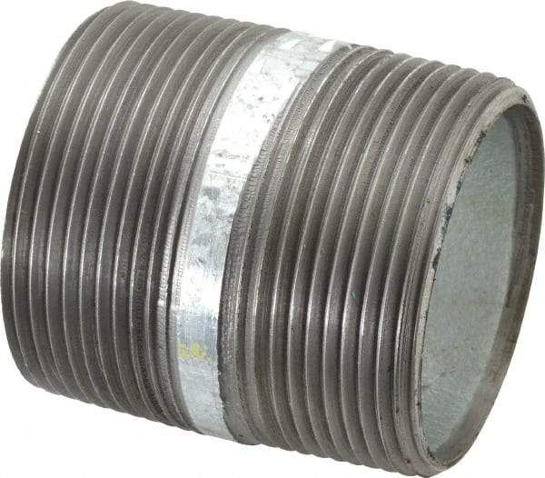 Made in USA - Schedule 40, 2-1/2 x 3" Galvanized Pipe Nipple - Threaded Steel - Industrial Tool & Supply