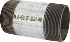 Made in USA - Schedule 40, 3 x 6" Galvanized Pipe Nipple - Threaded Steel - Industrial Tool & Supply