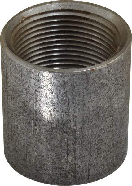 Made in USA - Size 1-1/4", Class 150, Malleable Iron Black Pipe Coupling - 150 psi, Threaded End Connection - Industrial Tool & Supply