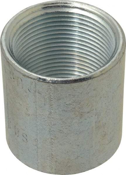 Made in USA - Class 150, 1-1/4" Galvanized Pipe Coupling - Threaded, Malleable Iron - Industrial Tool & Supply