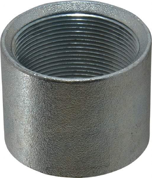 Made in USA - Class 150, 2" Galvanized Pipe Coupling - Threaded, Malleable Iron - Industrial Tool & Supply