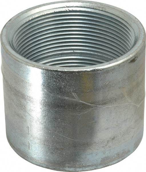 Made in USA - Class 150, 3" Galvanized Pipe Coupling - Threaded, Malleable Iron - Industrial Tool & Supply
