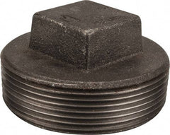 Made in USA - Size 3", Class 150, Malleable Iron Black Pipe Square Plug - 150 psi, Threaded End Connection - Industrial Tool & Supply