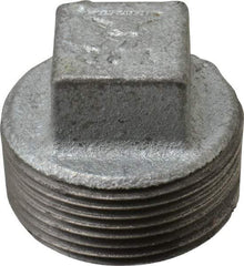 Made in USA - Class 150, 1-1/4" Galvanized Pipe Square Plug - Threaded, Malleable Iron - Industrial Tool & Supply