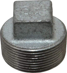 Made in USA - Class 150, 1-1/2" Galvanized Pipe Square Plug - Threaded, Malleable Iron - Industrial Tool & Supply