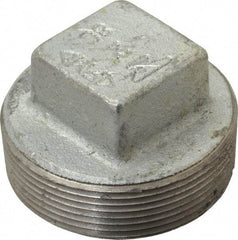Made in USA - Class 150, 2" Galvanized Pipe Square Plug - Threaded, Malleable Iron - Industrial Tool & Supply