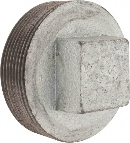 Made in USA - Class 150, 3" Galvanized Pipe Square Plug - Threaded, Malleable Iron - Industrial Tool & Supply