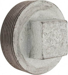 Made in USA - Class 150, 3" Galvanized Pipe Square Plug - Threaded, Malleable Iron - Industrial Tool & Supply