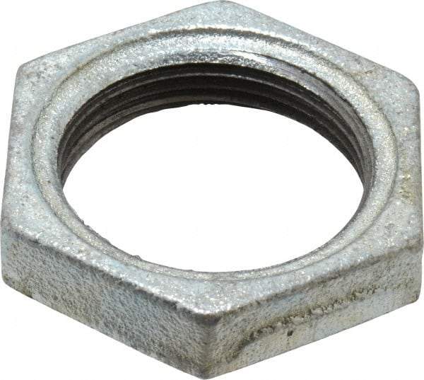 Made in USA - Class 150, 1-1/4" Galvanized Pipe Hex Locknut - Threaded, Malleable Iron - Industrial Tool & Supply