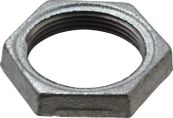 Made in USA - Class 150, 1-1/2" Galvanized Pipe Hex Locknut - Threaded, Malleable Iron - Industrial Tool & Supply