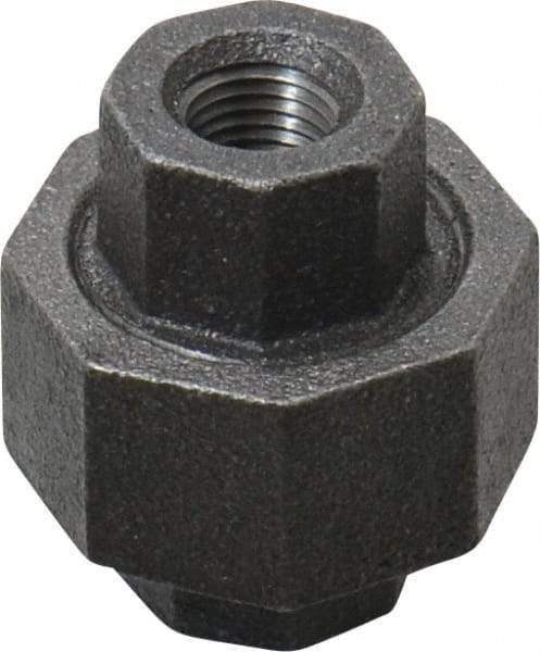 Made in USA - Size 1/4", Class 150, Malleable Iron Black Pipe Union - 150 psi, Threaded End Connection - Industrial Tool & Supply