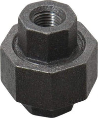Made in USA - Size 1/4", Class 150, Malleable Iron Black Pipe Union - 150 psi, Threaded End Connection - Industrial Tool & Supply