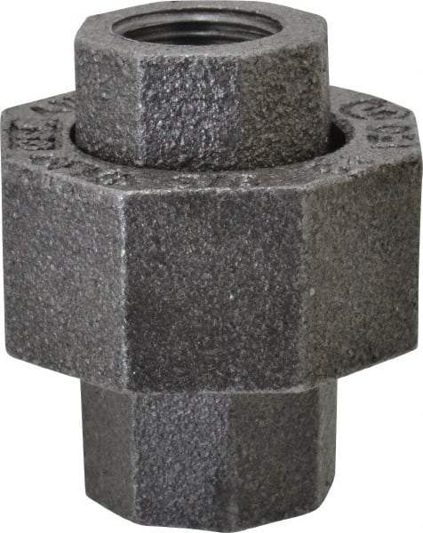Made in USA - Size 3/8", Class 150, Malleable Iron Black Pipe Union - 150 psi, Threaded End Connection - Industrial Tool & Supply