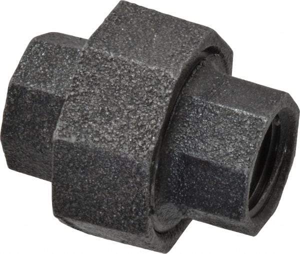 Made in USA - Size 1/2", Class 150, Malleable Iron Black Pipe Union - 150 psi, Threaded End Connection - Industrial Tool & Supply