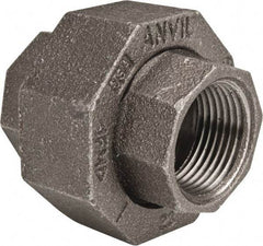 Made in USA - Size 1", Class 150, Malleable Iron Black Pipe Union - 150 psi, Threaded End Connection - Industrial Tool & Supply
