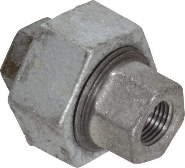 Made in USA - Class 150, 1/8" Galvanized Pipe Union - Threaded, Malleable Iron - Industrial Tool & Supply