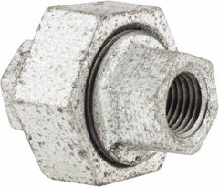 Made in USA - Class 150, 1/4" Galvanized Pipe Union - Threaded, Malleable Iron - Industrial Tool & Supply