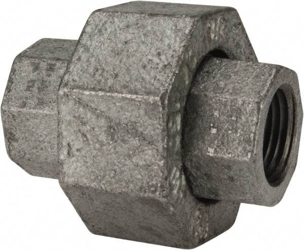 Made in USA - Class 150, 3/8" Galvanized Pipe Union - Threaded, Malleable Iron - Industrial Tool & Supply