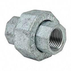 Made in USA - Class 150, 1/2" Galvanized Pipe Union - Threaded, Malleable Iron - Industrial Tool & Supply