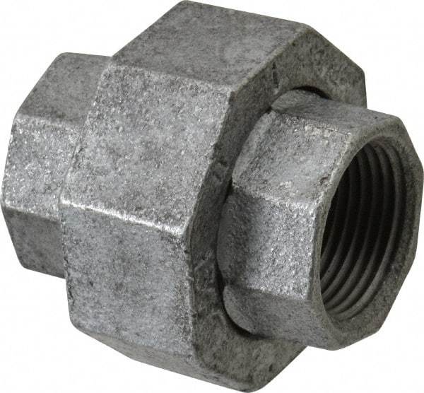 Made in USA - Class 150, 1" Galvanized Pipe Union - Threaded, Malleable Iron - Industrial Tool & Supply