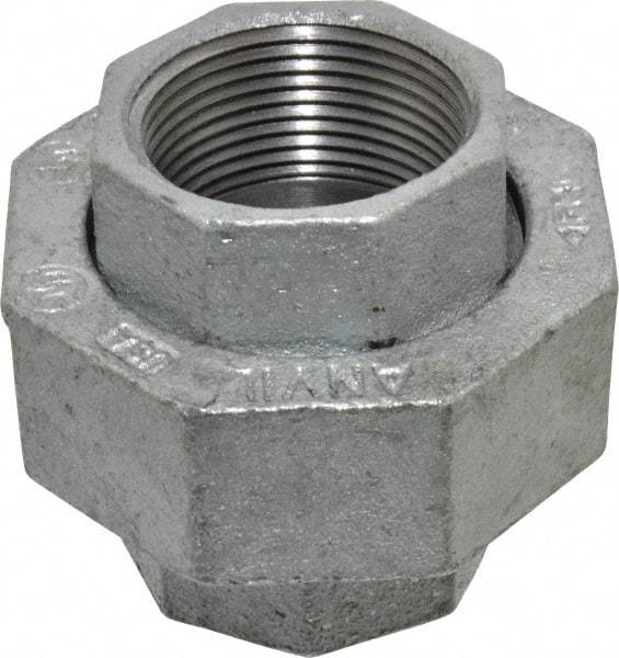 Made in USA - Class 150, 1-1/4" Galvanized Pipe Union - Threaded, Malleable Iron - Industrial Tool & Supply