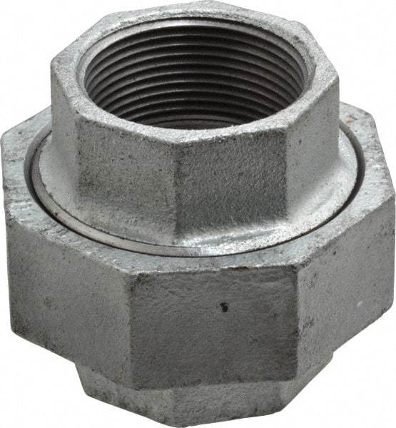 Made in USA - Class 150, 1-1/2" Galvanized Pipe Union - Threaded, Malleable Iron - Industrial Tool & Supply