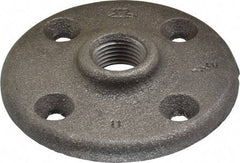 Made in USA - 1/2" Pipe, 3" OD, 5/8" Hub Length, Black Floor Pipe Flange - 2.1" Across Bolt Hole Centers, 1/4" Bolt Hole, 150 psi, Class 150 - Industrial Tool & Supply