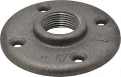Made in USA - 1" Pipe, 4" OD, 11/16" Hub Length, Black Floor Pipe Flange - 3" Across Bolt Hole Centers, 1/4" Bolt Hole, 150 psi, Class 150 - Industrial Tool & Supply