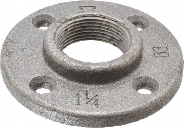 Made in USA - 1-1/4" Pipe, 4" OD, 13/16" Hub Length, Black Floor Pipe Flange - 3" Across Bolt Hole Centers, 1/4" Bolt Hole, 150 psi, Class 150 - Industrial Tool & Supply