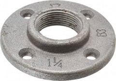 Made in USA - 1-1/4" Pipe, 4" OD, 13/16" Hub Length, Black Floor Pipe Flange - 3" Across Bolt Hole Centers, 1/4" Bolt Hole, 150 psi, Class 150 - Industrial Tool & Supply
