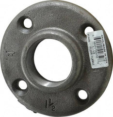 Made in USA - 1-1/2" Pipe, 4-1/2" OD, 7/8" Hub Length, Black Floor Pipe Flange - 3-1/2" Across Bolt Hole Centers, 5/16" Bolt Hole, 150 psi, Class 150 - Industrial Tool & Supply