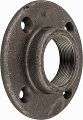 Made in USA - 2" Pipe, 5-1/2" OD, 1" Hub Length, Black Floor Pipe Flange - 4-1/4" Across Bolt Hole Centers, 5/16" Bolt Hole, 150 psi, Class 150 - Industrial Tool & Supply