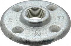 Made in USA - 3/4" Pipe, 3-1/2" OD, 5/8" Hub Length, Galvanized Floor Pipe Flange - 2-1/2" Across Bolt Hole Centers, 1/4" Bolt Hole, 150 psi, Class 150 - Industrial Tool & Supply