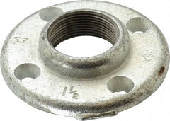 Made in USA - 1-1/2" Pipe, 4-1/2" OD, 7/8" Hub Length, Galvanized Floor Pipe Flange - 3-1/2" Across Bolt Hole Centers, 5/16" Bolt Hole, 150 psi, Class 150 - Industrial Tool & Supply