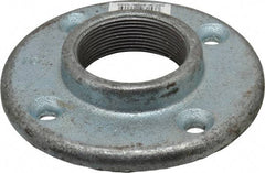 Made in USA - 2" Pipe, 5-1/2" OD, 1" Hub Length, Galvanized Floor Pipe Flange - 4-1/4" Across Bolt Hole Centers, 5/16" Bolt Hole, 150 psi, Class 150 - Industrial Tool & Supply
