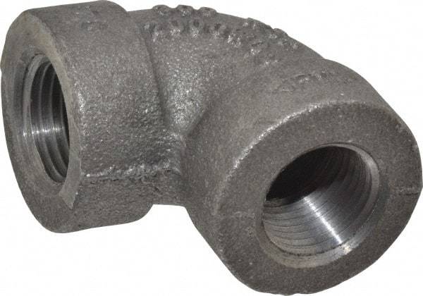 Made in USA - Size 1/2", Class 300, Malleable Iron Black Pipe 90° Elbow - 300 psi, Threaded End Connection - Industrial Tool & Supply
