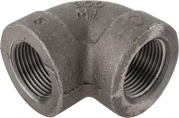 Made in USA - Size 1", Class 300, Malleable Iron Black Pipe 90° Elbow - 300 psi, Threaded End Connection - Industrial Tool & Supply