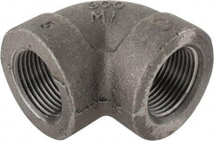 Made in USA - Size 1", Class 300, Malleable Iron Black Pipe 90° Elbow - 300 psi, Threaded End Connection - Industrial Tool & Supply