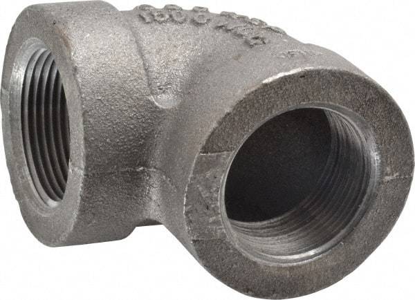 Made in USA - Size 1-1/4", Class 300, Malleable Iron Black Pipe 90° Elbow - 300 psi, Threaded End Connection - Industrial Tool & Supply