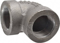 Made in USA - Size 1-1/4", Class 300, Malleable Iron Black Pipe 90° Elbow - 300 psi, Threaded End Connection - Industrial Tool & Supply