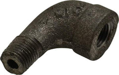 Made in USA - Size 1/4", Class 300, Malleable Iron Black Pipe 90° Street Elbow - 300 psi, Threaded End Connection - Industrial Tool & Supply